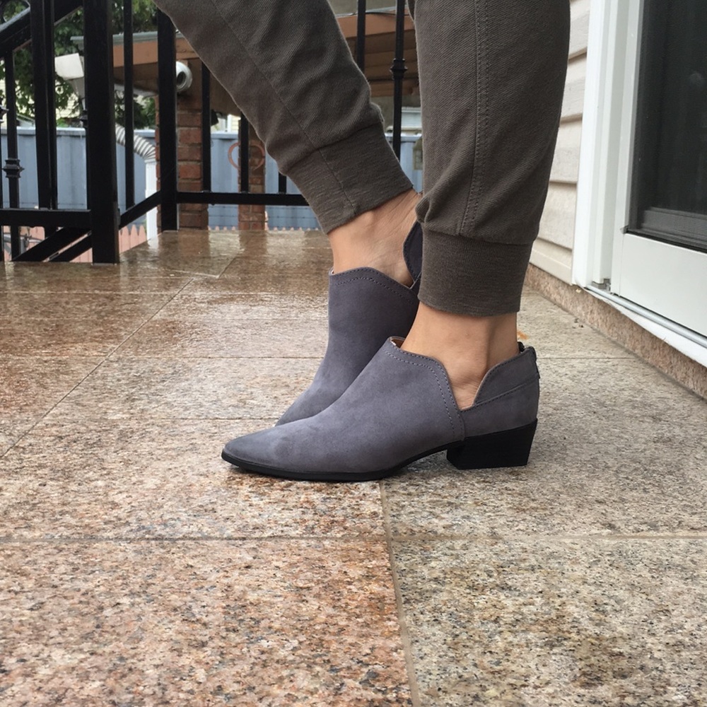 Grey suede booties